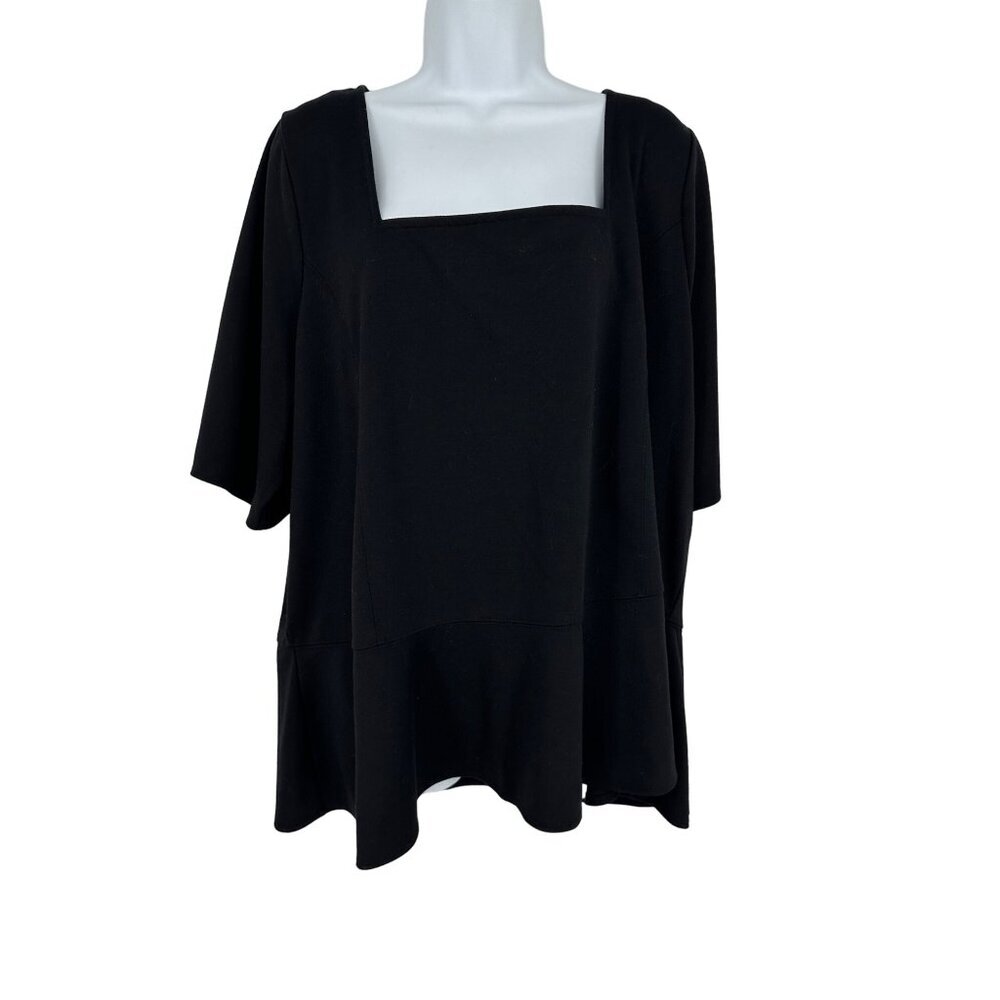Lane Bryant Short Sleeve Square Neck Peplum Hem Blouse Size 26/28